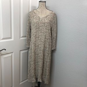 VTG J.Jill Floral Print Long Beige Dress Size L